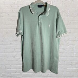Polo Ralph Lauren Shirt Men's XL Stretch Mesh Green Slim Fit Cotton Pony Logo